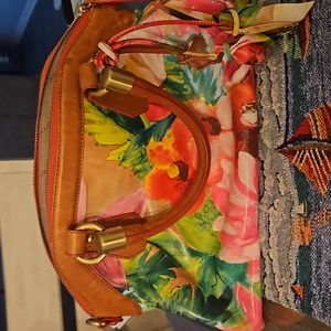 BRAHMIN 75TH ANNIVERSARY LOUISE ROSE TROPICAL SATCHEL CROSSBODY